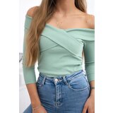 Kesi V-neck blouse dark mint | shoptok.hr