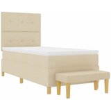  Krevet s opruga kutije s uzglavljem Krema 200 x 100 cm tkanina | shoptok.hr
