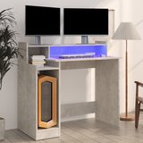 Furnova Pisalna miza z LED lučkami betonsko siva 97x45x90 cm inž. les, (21925171) Cene