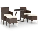  5-dijelni vrtni bistro set poliratan i kaljeno staklo smeđi | shoptok.hr