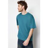 Trendyol Emerald Green Men's Oversize/Wide Cut Basic 100% Cotton T-Shirt Cene