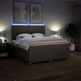  Krevet s oprugama i madracem smeđesivi 200x200 cm od tkanine | shoptok.hr