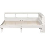  Knjižna postelja brez vzmetnice bela 200x200 cm trdna borovina | Shoptok.si