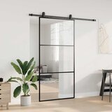  Klizna vrata s priborom crna 102 x 205 cm od ESG stakla | shoptok.hr