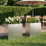  Vrtna saksija 2 kom. Srebrna 50 x 30 x 40 cm Pocinčani čelik | shoptok.hr