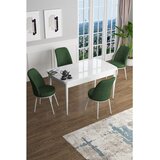 Hanah home trpezarijski set Han, sto na razvlačenje i 4 stolice, bela ploča, kaki zelena tkanina Jerry | Eponuda.com
