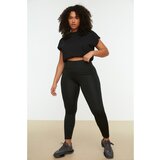 Trendyol Black Gatherer Knitted Sport Leggings Cene