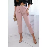 Kesi Viscose trousers with decorative belt powder pink
