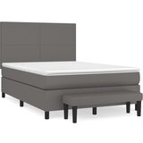 vidaXL Box spring postelja z vzmetnico siv 140x200 cm umetno usnje, (20896717) Cene
