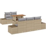  6-delni vrtni kavč set z blazinami bež poli ratan, (22094012) | Shoptok.si