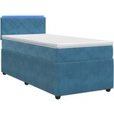 vidaXL boxspring postelja z vzmetnico, žamet, modra, 90×200 cm Cene