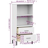  Regal knjige s 2 ladice bijeli 60x35x128,5 cm masivno drvo OSLO | Shoptok.si