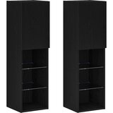  Set TV komoda Zidne 2 pcs Crni hrast 30,5 x 30 x 102 cm | shoptok.hr