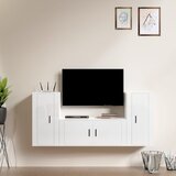 The Living Store Komplet TV omaric 3-delni visok sijaj bel inženirski les - Komplet TV Omaric, (21373856) Cene