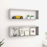  Stenske police kockaste 2 kosa betonsko sive 80x15x26,5 cm, (20765222) | Shoptok.si