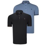 Dewberry DOUBLE SET T8586 MEN'S T-SHIRT-BLACK-INDIGO Cene