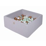 MeowBaby Square Ball Pool, 90x90x40 cm s 300 žogami, bombaž, svetlo siva: bela/zlata/prozorna/kovnica, (21333788) | Shoptok.si