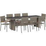  9-delni vrtnarski jedilni set sivo poli ratan, (22015410) | Shoptok.si