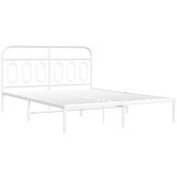 vidaXL Kovinski posteljni okvir z vzglavjem bel 135x190 cm | Shoptok.si