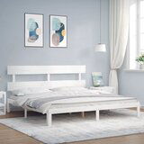 Maison Chic Posteljni okvir - Dvoposteljna postelja - Zakonska postelja z vzglavjem bel trden les-J15885, (21767869) | Shoptok.si
