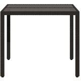 vidaXL Vrtna miza s stekleno ploščo črna 90x90x75 cm poli ratan | Shoptok.si