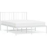 Maison Chic Kovinski Posteljni okvir - Dvoposteljna postelja - Zakonska postelja z vzglavjem bel 120x190 cm, (21693139) | Shoptok.si