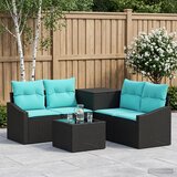  Set sofe 6 kom. Crna i Plava Poli Rattan i čelik | shoptok.hr