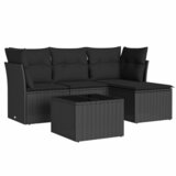 Maison Chic Seti vrtnega pohištva - Vrtna garnitura - Vrtni pohištvo set 5-delna z blazinami črn poli ratan, (21817839) | Shoptok.si