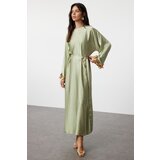 Trendyol Green Cuff Accessory Embroidered Woven Satin Evening Dress Cene