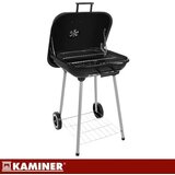 Kaminer vrtni roštilj na oglje s poklopcem – prenosni BBQ roštilj s kolesi in policami | Shoptok.si