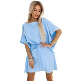Numoco 287-36 SOFIA Butterfly Dress with Waist Tie - Pastel Blue | shoptok.hr
