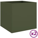 vidaXL Cvetlično korito 2 kosa olivno zeleno 49x47x46 cm valjano jeklo, (21047432) Cene