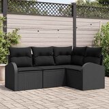  Sjedeća garnitura za vrt 4 kom. Crna poliratan 179 x 124 x 85 cm | shoptok.hr