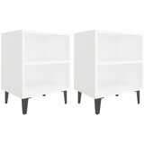Furnova Nočna omarica s kovinskimi nogami 2 kosa bela 40x30x50 cm, (22007946) | Shoptok.si