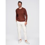 Ombre Men's sweater with round neckline in stretch knit with classic weave - maroon | shoptok.hr