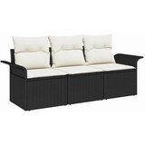 vidaXL Vrtna sedežna garnitura z blazino 3 pcs Črna Poly ratan, (5000143020) | Shoptok.si