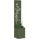 vidaXL Privatnost u vrtu Cvjetni Maslinovo zelena 32 x 140 cm | shoptok.hr