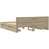  Okvir za krevet s uzglavljem boja hrasta 200x200 cm drveni | shoptok.hr