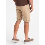 Ombre Classic men's chino shorts with rolled up leg - beige | shoptok.hr