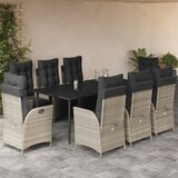 vidaXL 9-dijelni vrtni blagovaonski set od poliratana s jastucima sivi | shoptok.hr