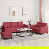  3-dijelni set sofa s jastucima boja vina od umjetne kože | shoptok.hr