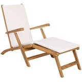 PREKLOPNA ležaljka s jastučićem Bijela Čvrsto teak drvo | shoptok.hr
