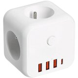  Produžni razvodnik sa prekidačem LINEA 3x230V + 4xUSB-A/USB-C, beo | Eponuda.com