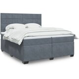 vidaXL Box spring postelja z vzmetnico temno siva 200x200 cm žamet Cene