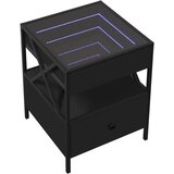  Noćni ormarić s beskonačnim LED svjetlima crni 40 x 40 x 51 cm | shoptok.hr