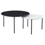 Arti Klub sto CT 6014 Crna i Bela keramicka ploca, Crne metalne noge 800x450 +600x400 ( 800-605 )