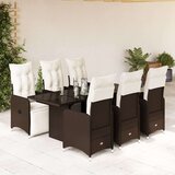 vidaXL Vrtna bistro garnitura 7-delna z blazinami rjav poli ratan | Shoptok.si