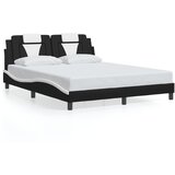 Maison Chic Posteljni okvir - Dvoposteljna postelja - Zakonska postelja z vzglavjem črn in bel 160x200 cm umetno usnje-J5899, (21774006) | Shoptok.si