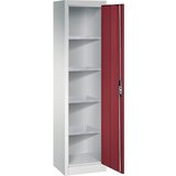 C+P Delavniška omara s krilnimi vrati, VxŠxG 1950 x 502 x 400 mm, svetlo sive / rubinasto rdeče barve | Shoptok.si