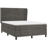  Box spring postelja z vzmetnico temno siva 140x200 cm žamet, (20901996) | Shoptok.si